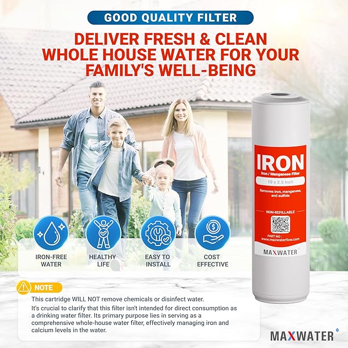Max Water Whole Iron Manganese Replacement Set - Heavy Duty, for Standard Whole House Systems 10" x 2.5" Good for Iron, Manganese Reduction (Pack of 1)