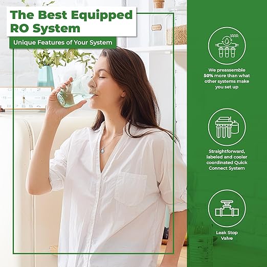 Rotek Water Systems Reverse Osmosis Water Filtration System, Under Sink 5-Stage RO Water Filter System, No Pump, Contains Leak Stop Valve, 100 GPD, Standard RO System