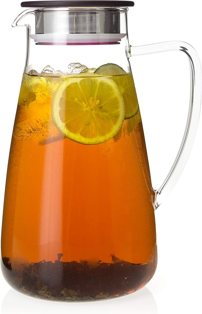 FORLIFE Flask Glass Iced Tea Jug 64oz, Cranberry