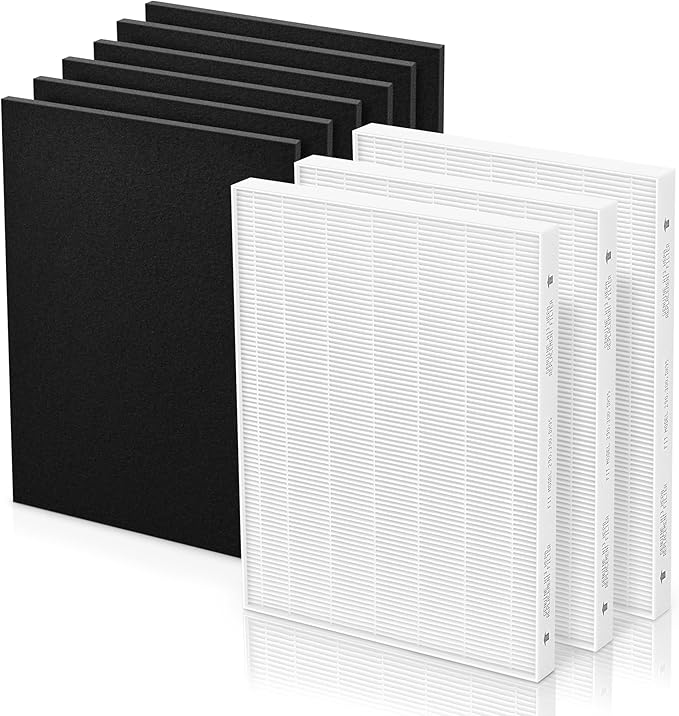Aera Max 300 Filter Replacement Compatible with Fellowes Aeramax 290/300/DX95 Purifiers Air Filter 9287201, Also Fit AP-300PH HF-300, 3 White Filters & 6 Carbon Pre-Filters
