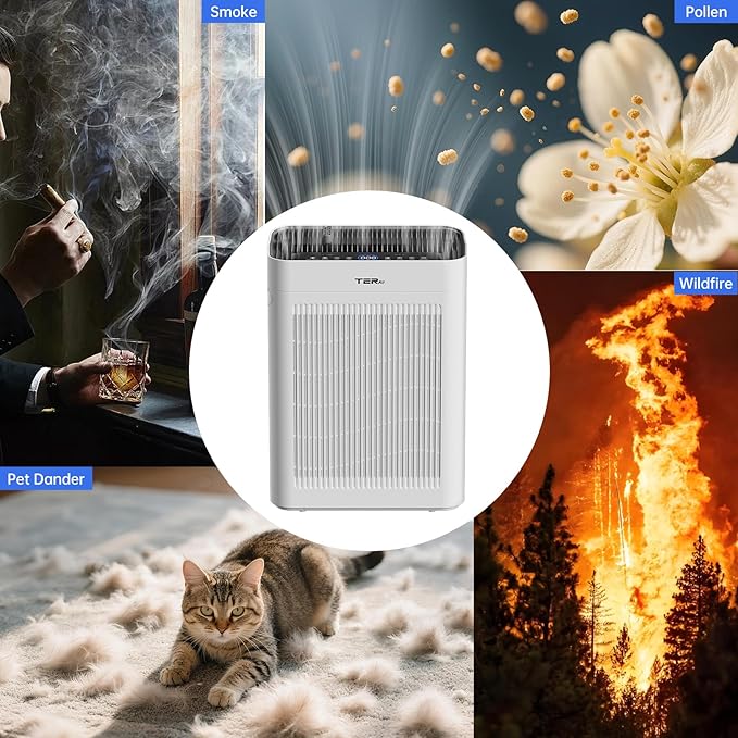 Air Purifier for Home Large Room Bedroom Up to 3000 Sq Ft with Washable Filters, H13 Hepa Double-Sided Air Filter Purifier PM 2.5 Sensor, Air Cleaner for Dust, Pets, Smoke, Pollon 22dB (White)