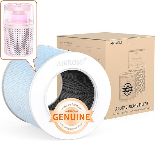 AIRROMI A2002 HEPA Air Purifier Replacement Filter, 4-In-1 Original Filter, Remove 99.97% of 0.3 Micron Particle Blue Smoke(1 Pack)