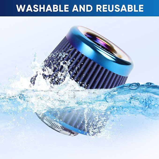 Universal Cold Air Intake Filter Clamp-On Replacement Air Filter Flange Diameter 3 inches/76mm High Performance Washable Filter Blue