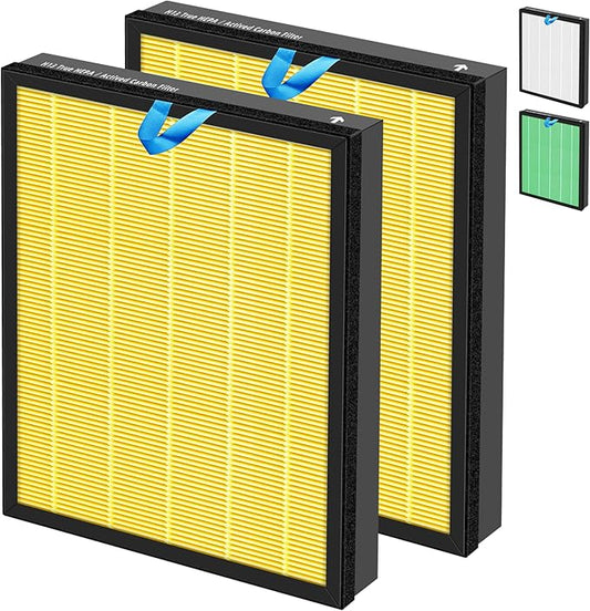 Vital 200S HEPA Pet Allergy Replacement Filter for LEVOIT Vital 200S/200S-P Air Purifier,3-in-1 H13 True HEPA High-Efficiency Activated Carbon Filter,Vital 200S-RF-PA (LRF-V201-YUS),2 Pack,Yellow