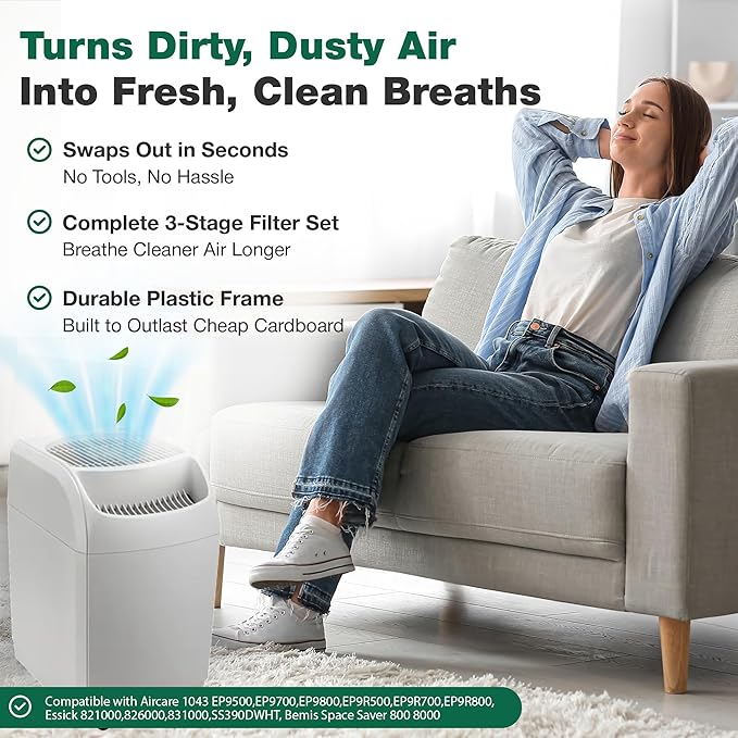 Think Crucial Replacement Humidifier Paper Wick Filters Compatible with Aircare Part # 1043 & Models EP9500,EP9700,EP9800,EP9R500,EP9R700,EP9R800 - Essick: 821000,826000,831000,SS390DWHT - 2 Pack