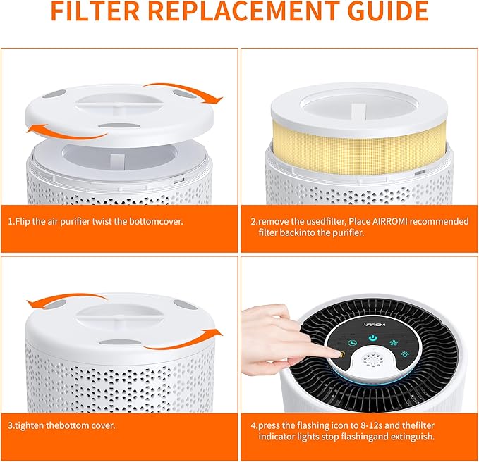 AIRROMI A2001 HEPA Air Purifier Replacement: Original 3-in-1 Filter, Removes 99.97% of 0.3 Micron Particles, Yellow Activated Carbon Filter - Pets & Allergen Specific 1 Pack
