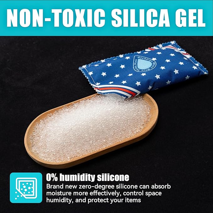 Rechargeable Dehumidifier Bags (2 x 200g) Microwave Reactivated Silica Gel Desiccant Window Condensation Absorber Reusable Moisture Absorbers for Car, Gun Safe, Closet, Garage Storage