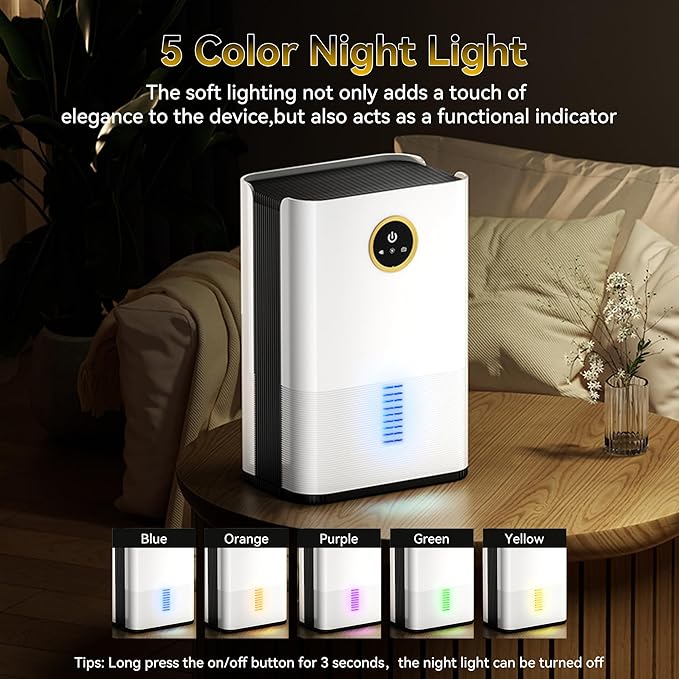 Dehumidifier for Room for Home, (850 sq.ft) Small Dehumidifiers with Drain Hose, Safe Drainage Auto-off Odor Removal 2 Duak-Core Portable Deshumificador Bathroom RV, 50 OZ Water Tank