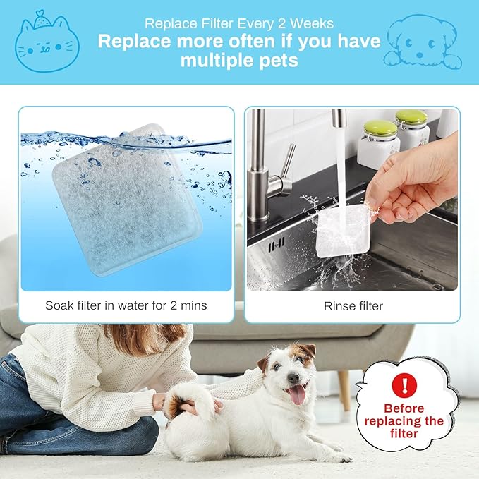 6 Pack Charcoal Replacement Filters for 0.5/1/2.5/4 GAL Gravity Waterer, YOIHABV Cat Fountain Filters, Dog Water Dispenser Filters, Pet Fountain Filter Replacement, Control Chlorine and Odor