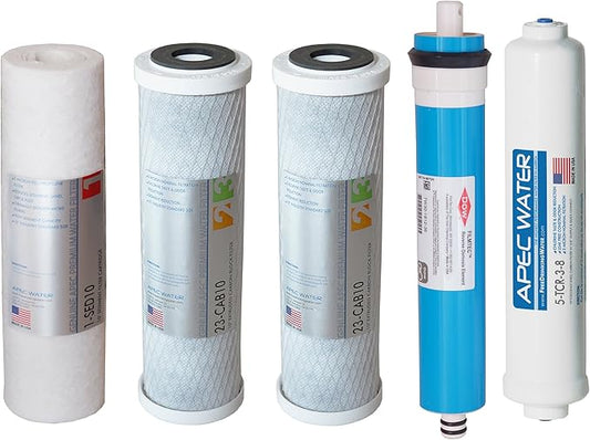 APEC ULTIMATE Series US Made 90 GPD Complete Replacement Filter For Undersink System - With 3/8"D Tubing Quick Dispense Upgrade (FILTER-MAX90-38)