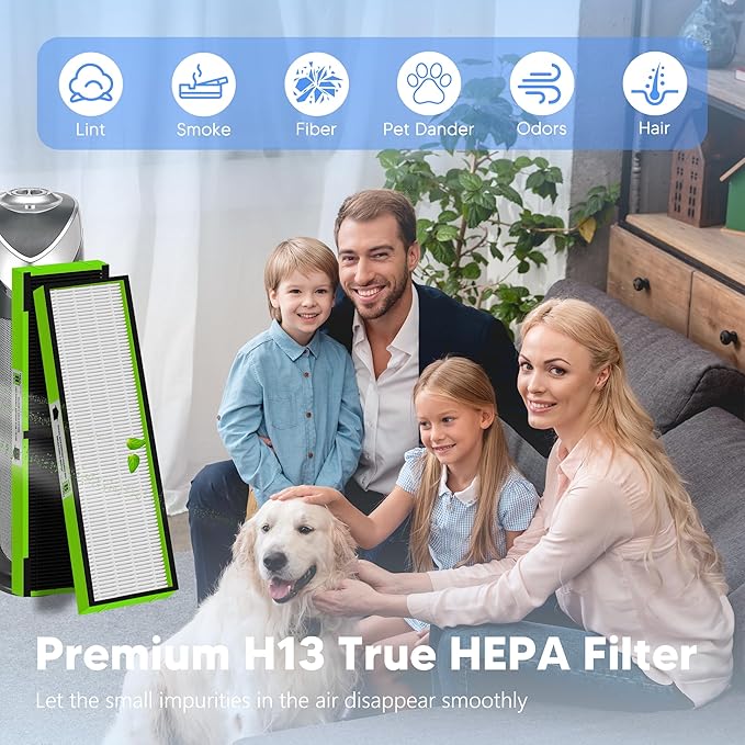 FLT4825VO HEPA Filter B Toxin Absorber Replacement Compatible with G-Guardian AC4825, AC4300, AC4900, AC4825DLX, AC4850 Air Purifier, 4 H13 True HEPA Filters + 8 Activated Carbon Pre-Filters, Green