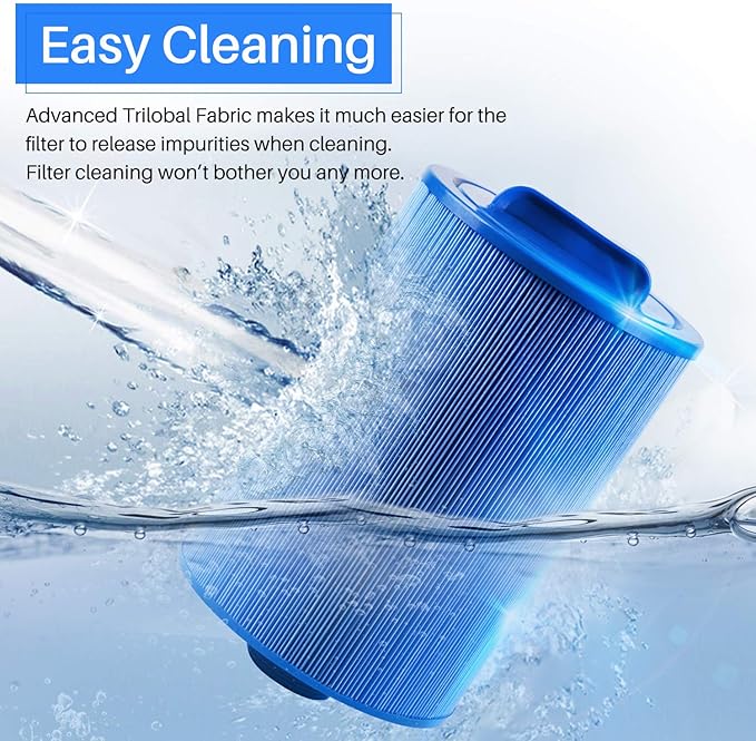 POOLPURE 6CH-940RA Spa Filter Replaces Pleatco PWW50P3-M(1 1/2" Coarse Thread), Filbur FC-0359M, 03FIL1400, 45 sq.ft Screw in Filter 2 Pack