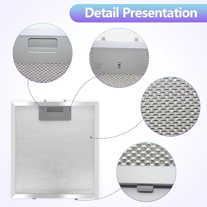 2 Pack-S97018029 Range Hood Filter Replacement, 5-Layer Aluminum Mesh Hood Vent Grease Filter for Broan B5 Series, Alternative 1932913, 9"x10.25" x0.35"(Aluminum)