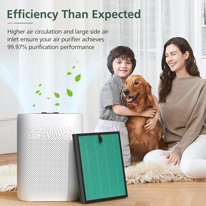 2-Pack MK-D05 Air Fil-ter Replacement for MK-D05 Air Cleaner Puri-fier, 4-in-1 Filtration with HEPA Filt-er and Activated Carbon Filt-er, Green (Pet Dander Version)