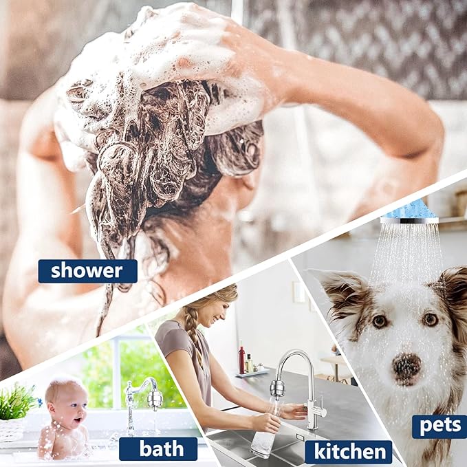 4-Pack 20 Stage Shower Filter Replacement Cartridge - Water Filter Cartridge for Hard Water, Chlorine, Heavy Metals, High Output Shower Water Softener