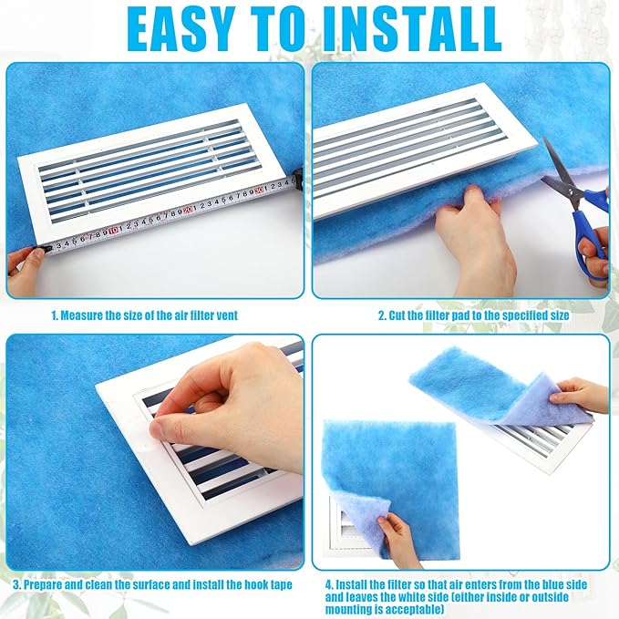 Frienda 20 x 118 Inch Merv 6 Reusable Air Vent Filter Cut to Size Electrostatic Floor Vent Filter with Adhesive Hook Tape Washable Replacement Compatible with Most Air Conditioning Furnace HVAC