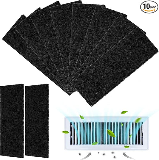 4"x10" Activated Carbon Air Vent Filters for Home, Floor Vents Filters, AC Vent Filter,Floor Registers Filters,10 Pcs Charcoal Vent Filter Home Vent Filters Register (Black -10 Pack)