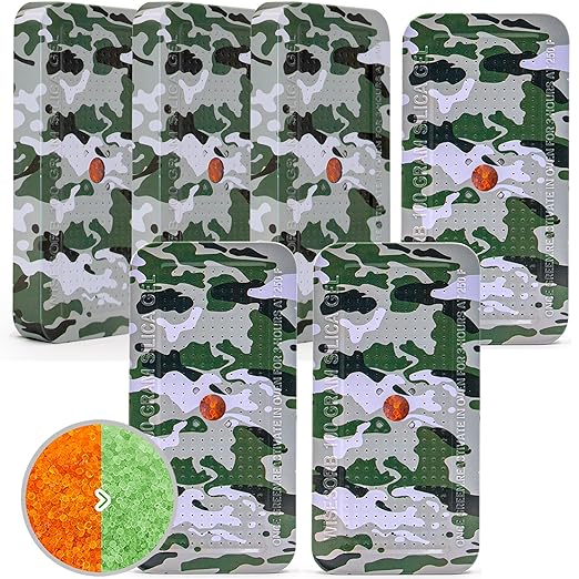 100 Gram Camouflage Gun Safe Dehumidifier Silica Gel Canister Rechargeable Dehumidifier Desiccant Reusable Indicating Desiccant Moisture Absorber with Visible Window [6PACK]
