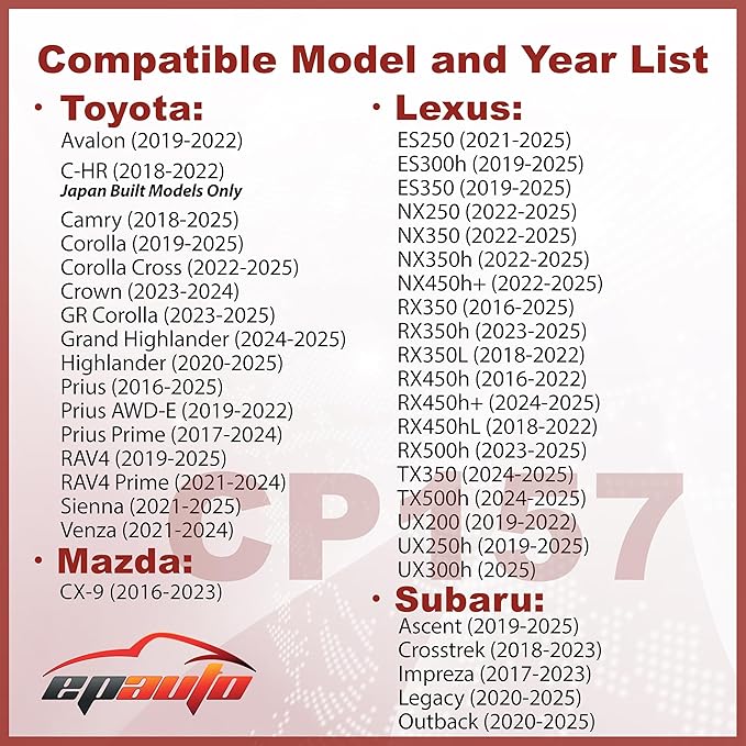 EPAuto CP157 (CF12157) Cabin Air Filter, Replacement for Toyota Camry, Corolla, RAV4, Prius, Highlander, Sienna, Lexus RX, NX, ES, Subaru Outback, Crosstrek, Mazda CX-9 - Fits 2016-2025