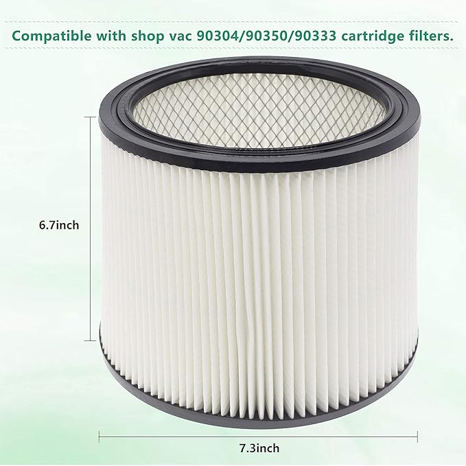 90304 90350 Shop Vac HEPA Cartridge Replacement Filter, Compatible with Shop Vac 90350 90304 90333 Vacuum Cleaner, fits Most Wet/Dry 5 Gallon and Above, 1 Pack