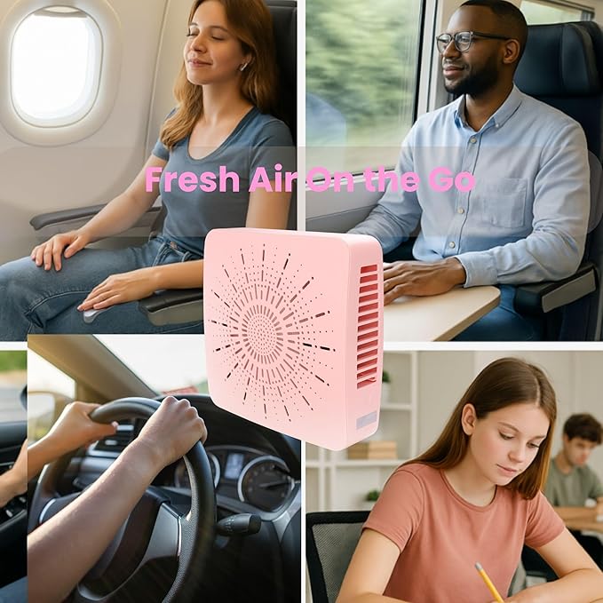 Cute Portable Mini Air Purifier with HEPA, Aroma & Ionizer – USB Fan for Bedroom, Desk, Pet, Baby, Travel – Great Gift for Girls & Teens (Blush Pink)