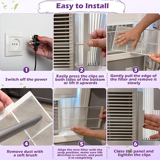 Earthtec WJ85X10173 Replacement for GE Air Conditioner Filters 1811882 AP4538886 AH2577777 EA2577777 PS2577777 Room Window AC Filter Screen