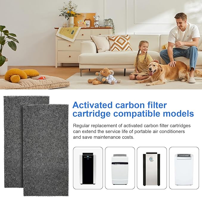 ARC-14S Activated Carbon Filter Cartridge Replacement for Whynter Portable Air Conditioners, Compatible with ARC-CF-14S,ARC-14SH,ARC-141BG and ARC-143MX Models -2 Pcs