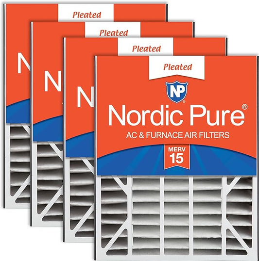 Nordic Pure 20x25x5 (19_3/4 x 24_1/4 x 4_7/8) Air Bear Replacement 266649-102 MERV 15 Air Filters 4 Pack