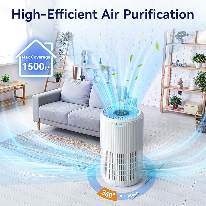 Air Purifiers for Home Large Room Up to 1500 Sq Ft, Tailulu H13 HEPA Air Purifier for Pet Dander Smoke Odor Dust Pollen, Air Filter for Bedroom Living Room, Kitchen, Office, Sleep Mode