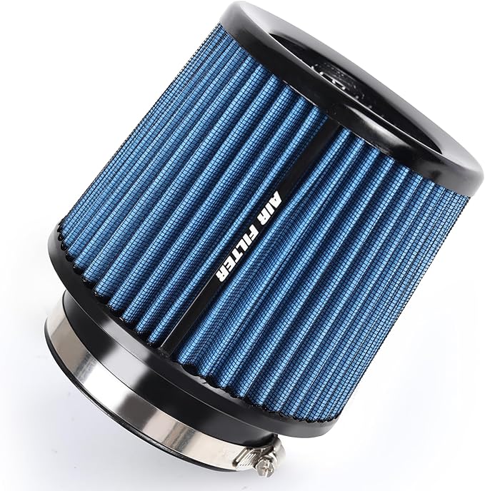 4 Inches Cold Air Intake Filter 3" or 3.5" or 4" High Performance Washable Clamp-On Replacement Cone Air Filter 3 in 1 Size Blue