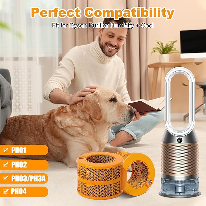 PH04 PH03 Evaporator Filter Replacement Assembly Compatible with Dyson PH01 PH02 PH03 PH04 PH3A Purifier Humidify + Cool, 2 Pack Air Purifier Humidifier Evaporator Filter, 1 Cleaning Brush
