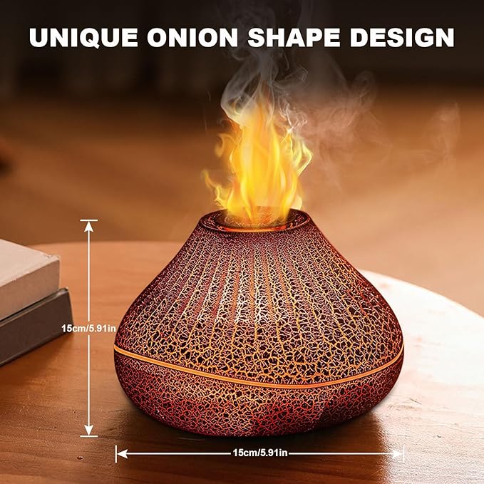 Colorful Volcano Diffuser Humidifier: Upgraded 160ml Fire Flame Humidifier Aroma Spray Diffusers with 7 Colors Changing Auto Off Function for Essential Oils Large Room (Full Crack Flame)