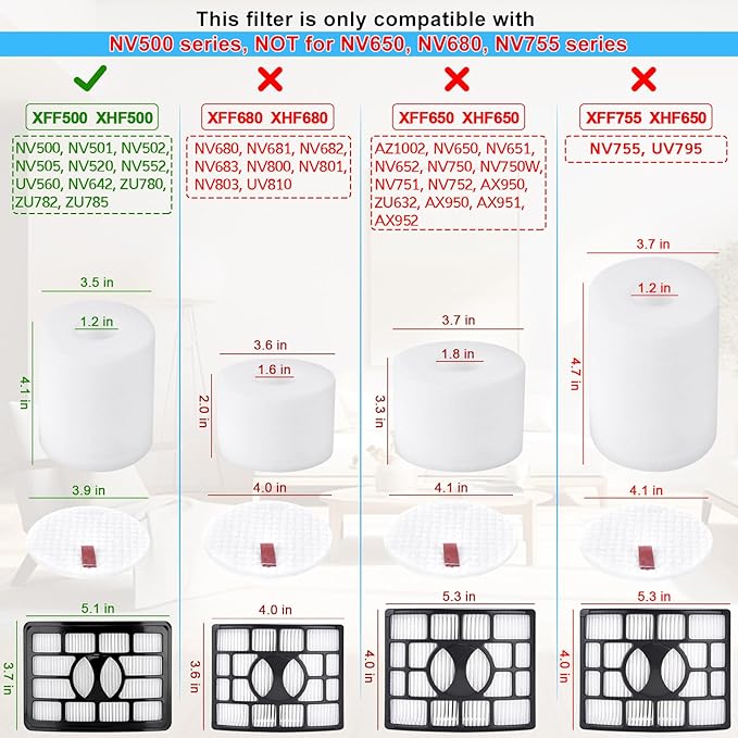 Leadaybetter Filter Replacemen Brush Roll Belt and Wheels Parts for Shark Rotator Professional NV500 NV501 NV502 NV505 NV550 UV560 Upright Vacuum, Parts XHF500 & XFF500
