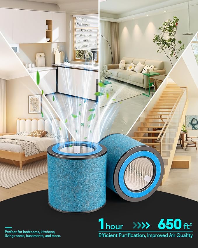 Leemone HP152 Replacement Filter Compatible with Shark Air Purifier HP150, HP151, HP152, HP155, UA155, HP152C, HE15FKPET, NeverChange True HEPA with Pet Particle Barrier, 2 Pack