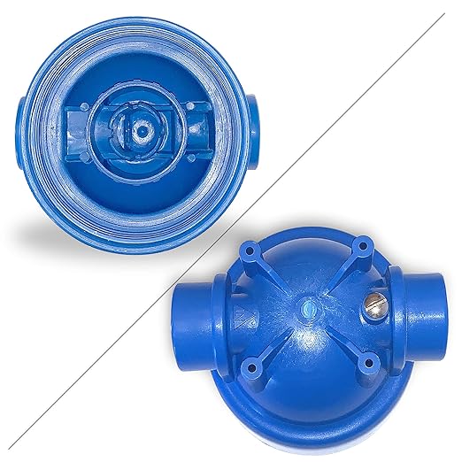 10 Inches European Design Transparent Standard Whole House Water Filter System with Presser Relief Valve, 3/4” Inlet/Outlet Brass Port and Yearly Supply (4) Pleated Sediment Cartridges 5 Micron