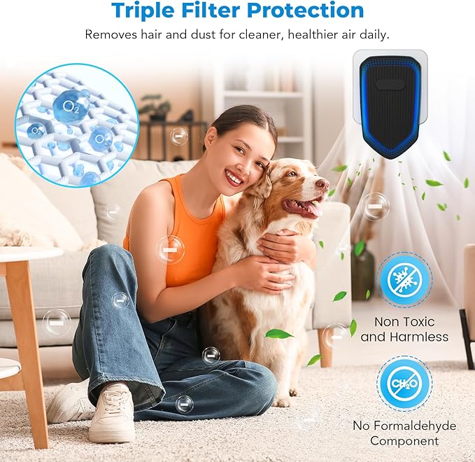 Air Ionizers Plug In Negative Ion Air Purifiers Quiet Air Freshener for Home Bedroom Office Basement - Portable Mini Air Cleaner Odor, Smoke, Dust, Pet Smell (4, Black)