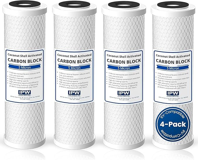 IPW Industries Inc. | 4-Pack Flow-Pur 8 (WCBCS-975-RV) Water Filter Replacement and Water Purifier Activated Carbon Filter for RV Water Filter System