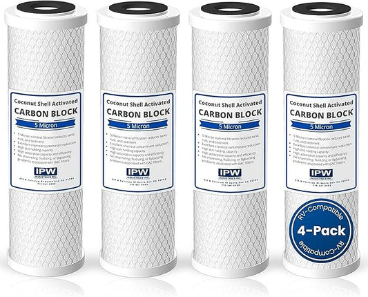 IPW Industries Inc. | 4-Pack Flow-Pur 8 (WCBCS-975-RV) Water Filter Replacement and Water Purifier Activated Carbon Filter for RV Water Filter System