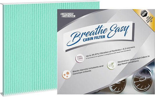 Spearhead HEPA Breathe Easy Cabin Filter, Up to 99.97% Filtration of 0.3 Micron Particles w/No Airflow Reduction (BE-854H)