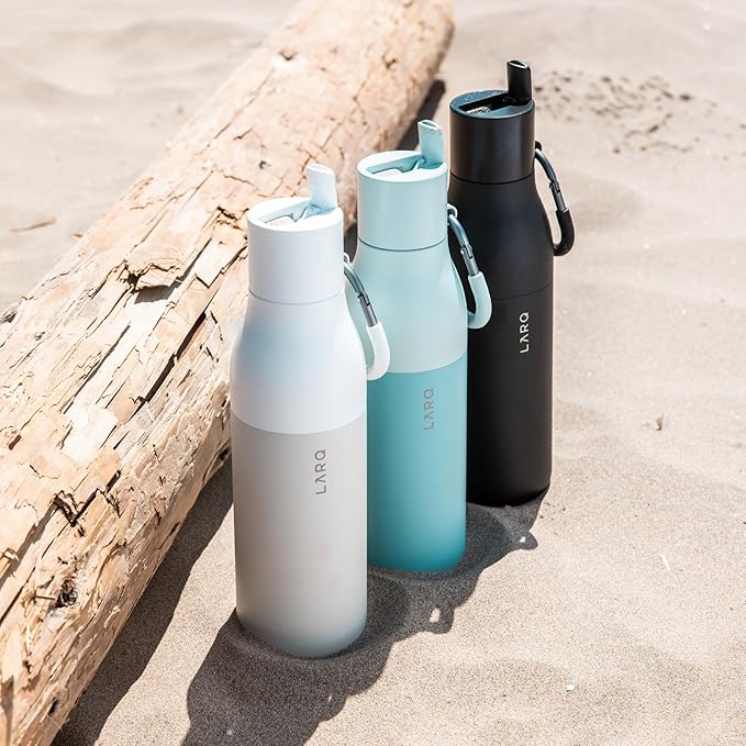 LARQ Bottle Flip Top 25 oz - Insulated Reusable Stainless Steel Water Bottle With Straw | BPA Free | For Sports, Gym, and Travel | Keep Drinks Cold for 24 Hours | Obsidian Black