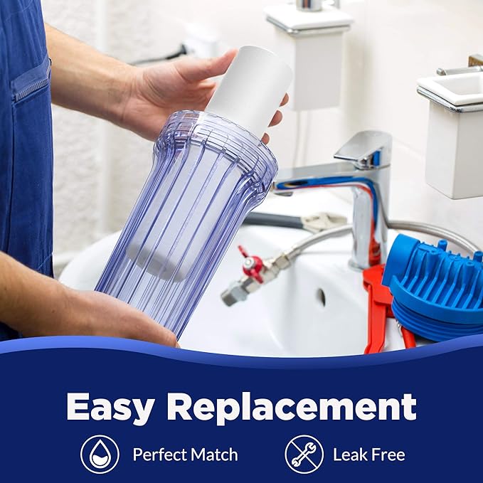 Membrane Solutions 10 Micron Sediment Water Filter Replacement Polypropylene Cartridge 10"x 2.5" for Whole House RO System, Compatible with Aqua-Pure AP110, GE FXUSC, WHKF-GD05, Culligan P5-6 Pack