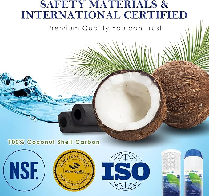 NSF Certified 5 Stage Reverse Osmosis RO Water Filters Replacement Set 100 GPD RO Membrane Standard 10 Inch