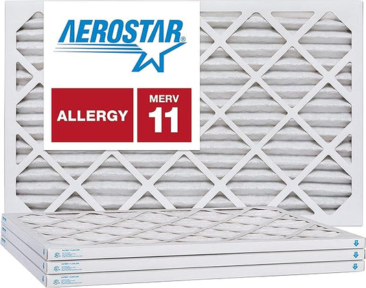 Aerostar 20x22 1/4x1 MERV 11, Pleated Air Filter, 20 x 22 1/4 x 1, Box of 4, Made in the USA