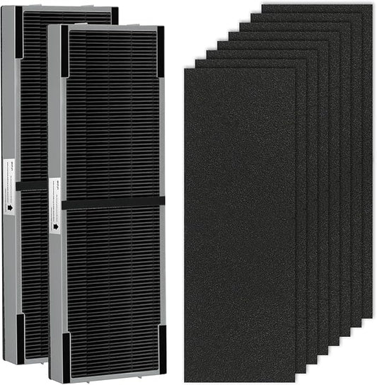 APPLIANCEMATES FLT4825 Filter B Smoke Clear HEPA Replacement for Germ Guardian AC4825 AC4300 AC4800 AC4900 AC4850,2 True HEPA Filters & 8 Activated Carbon Pre-Filters,FLT4825SM,Gray