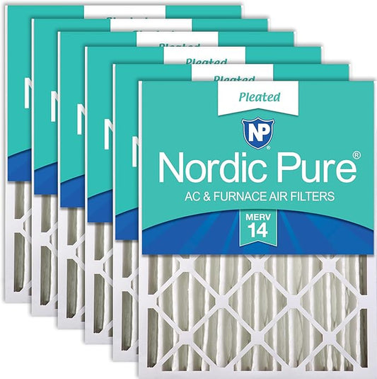 Nordic Pure 20x20x4 (19_1/2 x 19_1/2 x 3_5/8) Pleated MERV 14 Air Filters 6 Pack