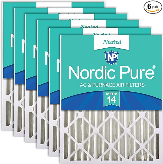 Nordic Pure 16x25x4 (15_1/2 x 24_1/2 x 3_5/8) Pleated MERV 14 Air Filters 6 Pack
