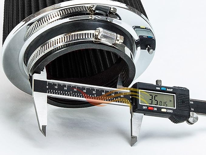 BLACK 3.5" 89 mm Inlet Cold Air Cone Replacement Quality Performance Washable Clamp-On Dry Air Filter