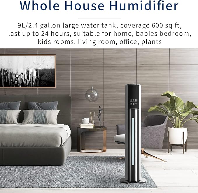 Ultrasonic Cool Mist Humidifier for Large Room Bedroom, Top Fill Humidifier(9L/2.38Gals) for Baby Adults, Smart & Remote Control, Last 40 Hours