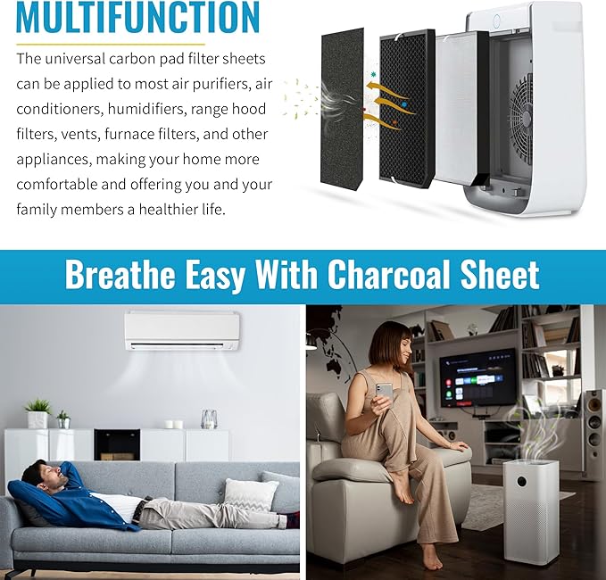 CFS 3-PACK Cut-to-Fit Carbon Pad 16 x 48 inches for Air Filters Charcoal Sheet fits Air Purifiers Range Hoods Furnace Filters removes Odor V O C Parts Accessories Replacement Replenishment and more