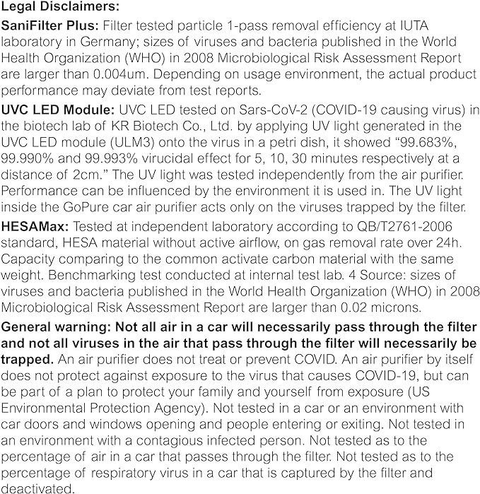 Philips GoPure GP5611 Small Portable HEPA Air Purifier with LED UVC Purification, for Car, Truck, RV/Camper, Reducing Allergens, Bad Smells, Smoke, Pet Odors, Bacteria, Viruses,Black